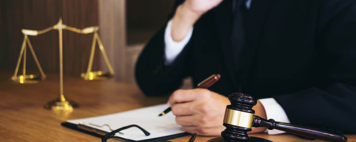 Judge reviewing documents